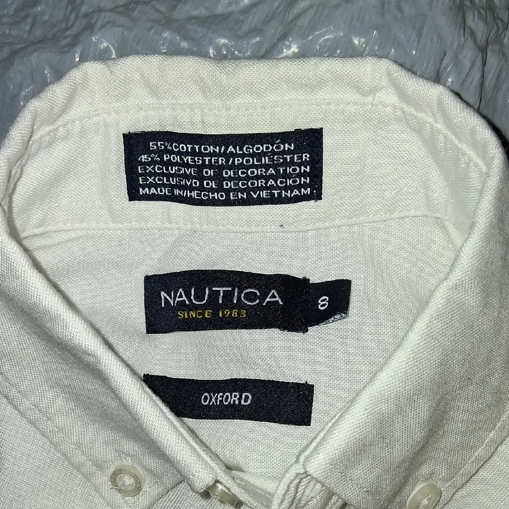 Nautica White Button Down Shirt Long Sleeve Cotton